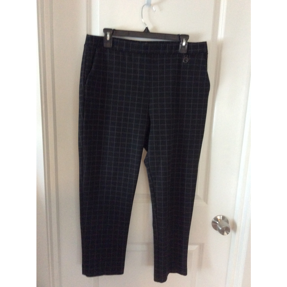 Women's Calvin Klein Black & Gray Plaid Trousers L